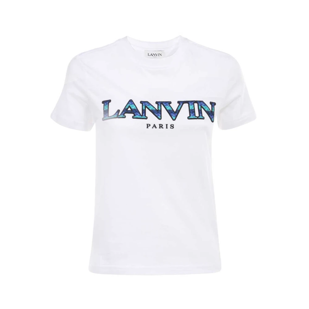 Lanvin Katoenen T-shirt met Patch Detail White Dames