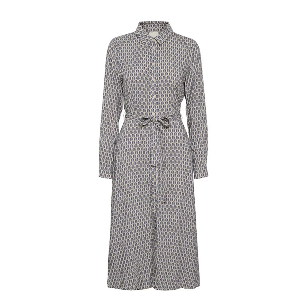 Part Two Gray Shirt Dresses, Female, Xs, Midnight Sail Graphic Leaf Dress