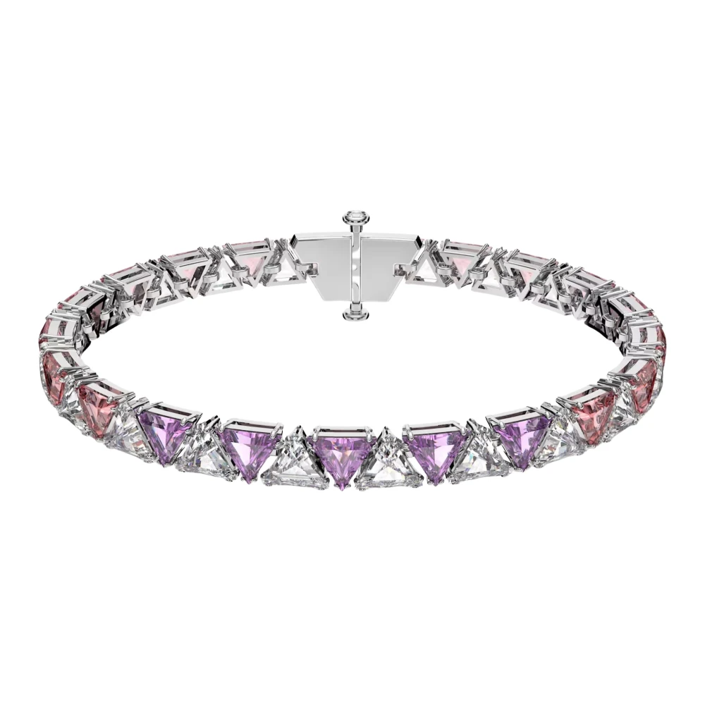 Swarovski Women's Gray Bracelets, One Size, Tennis Bracelet Trilliant Cut Pink Matrix 5614928
