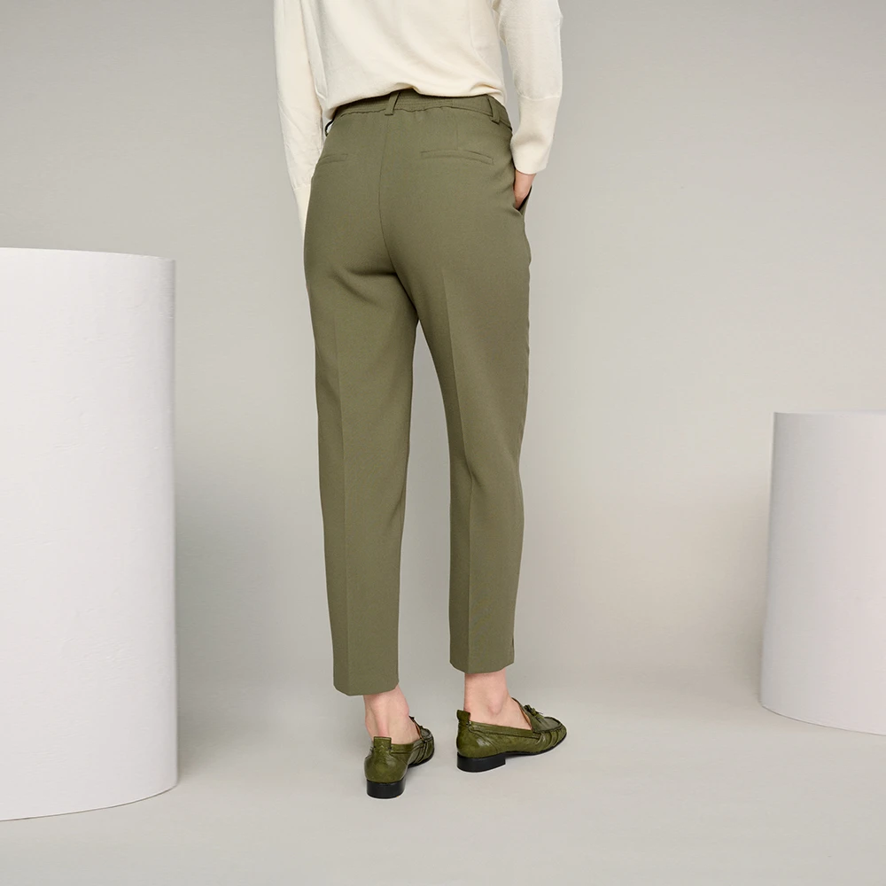 Marie Méro Groene 7 8 Broek met Elastische Tailleband Green Dames