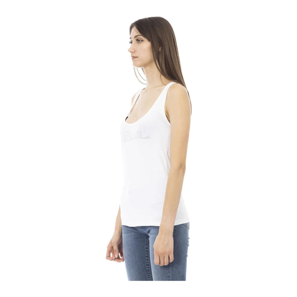 Just Cavalli Tanktop met Strass Logo White Dames