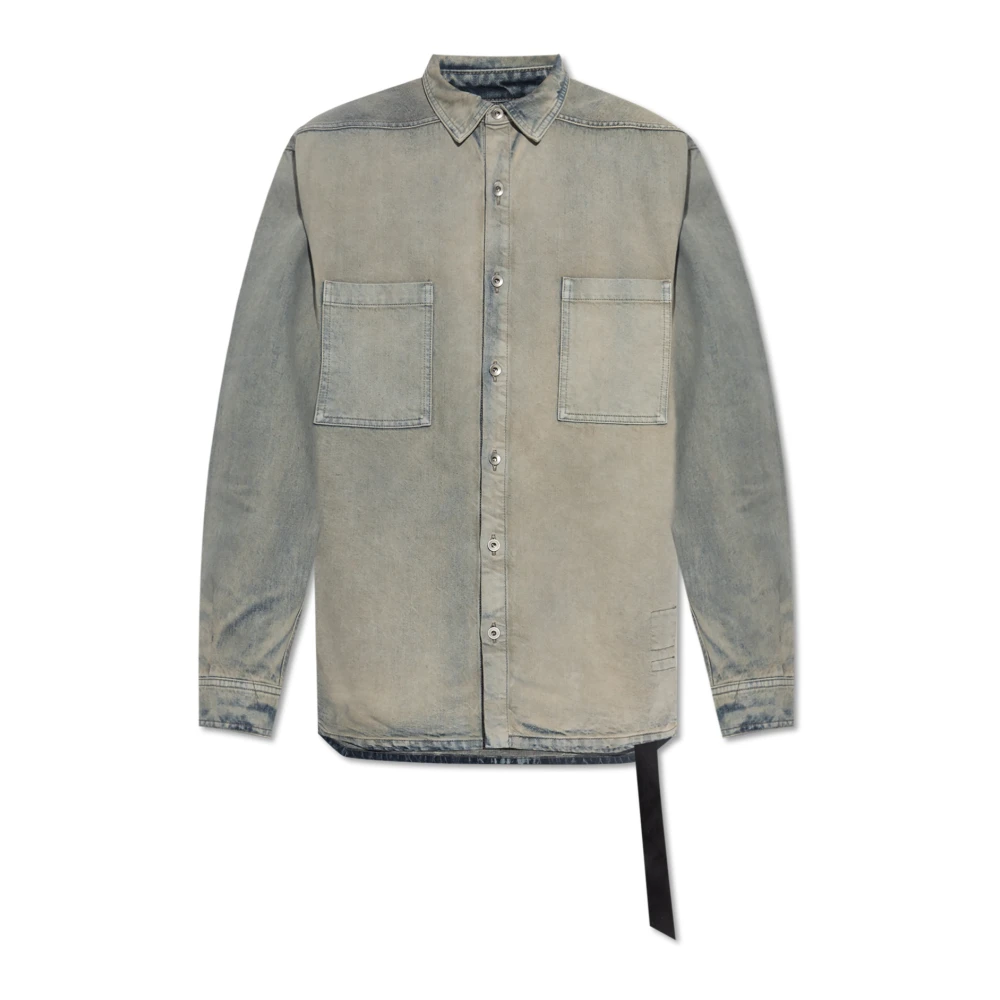 Rick Owens Men's Gray Denim Shirts, Xs, Denim Shirt