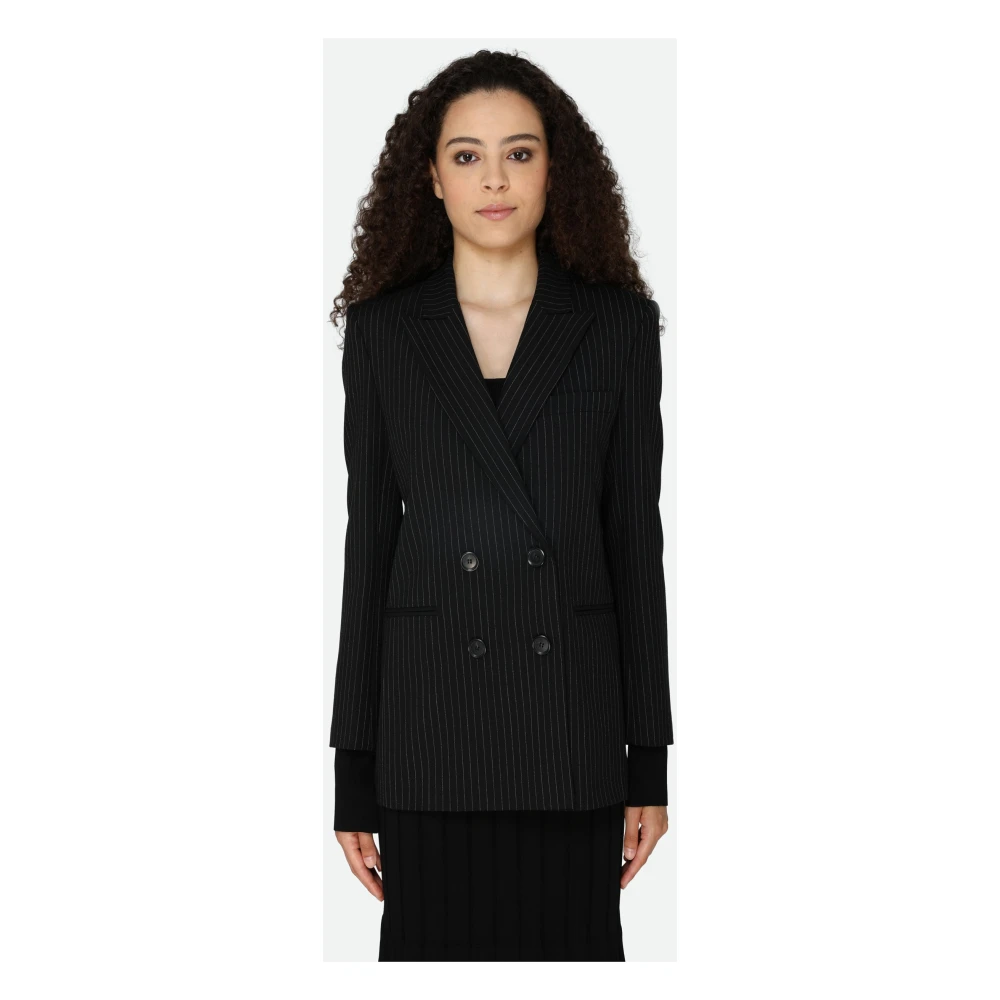 pinko Klassieke Pinstripe Double-Breasted Blazer Black Dames