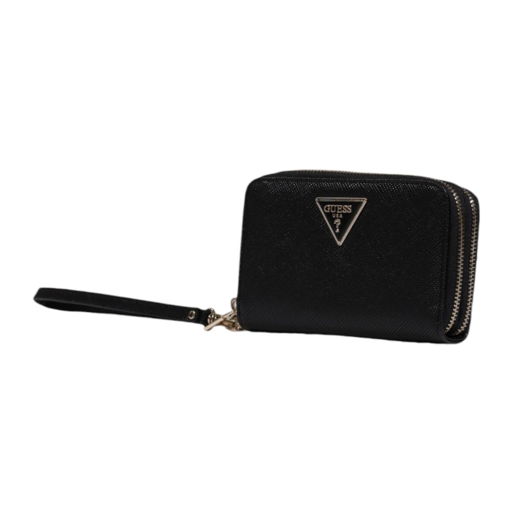 Guess Zwarte Ritsportemonnee Eenvoudige Stijl Black Dames