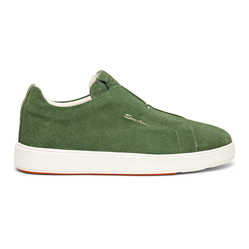 Santoni Slip-on sneakers i mocka Green, Herr