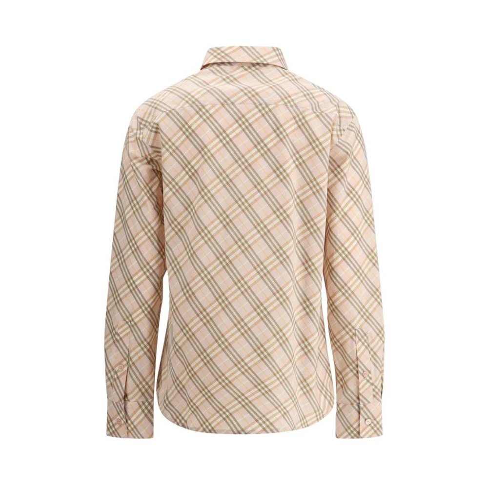Burberry Katoenen Geruite Overhemd Lange Mouw Beige Dames