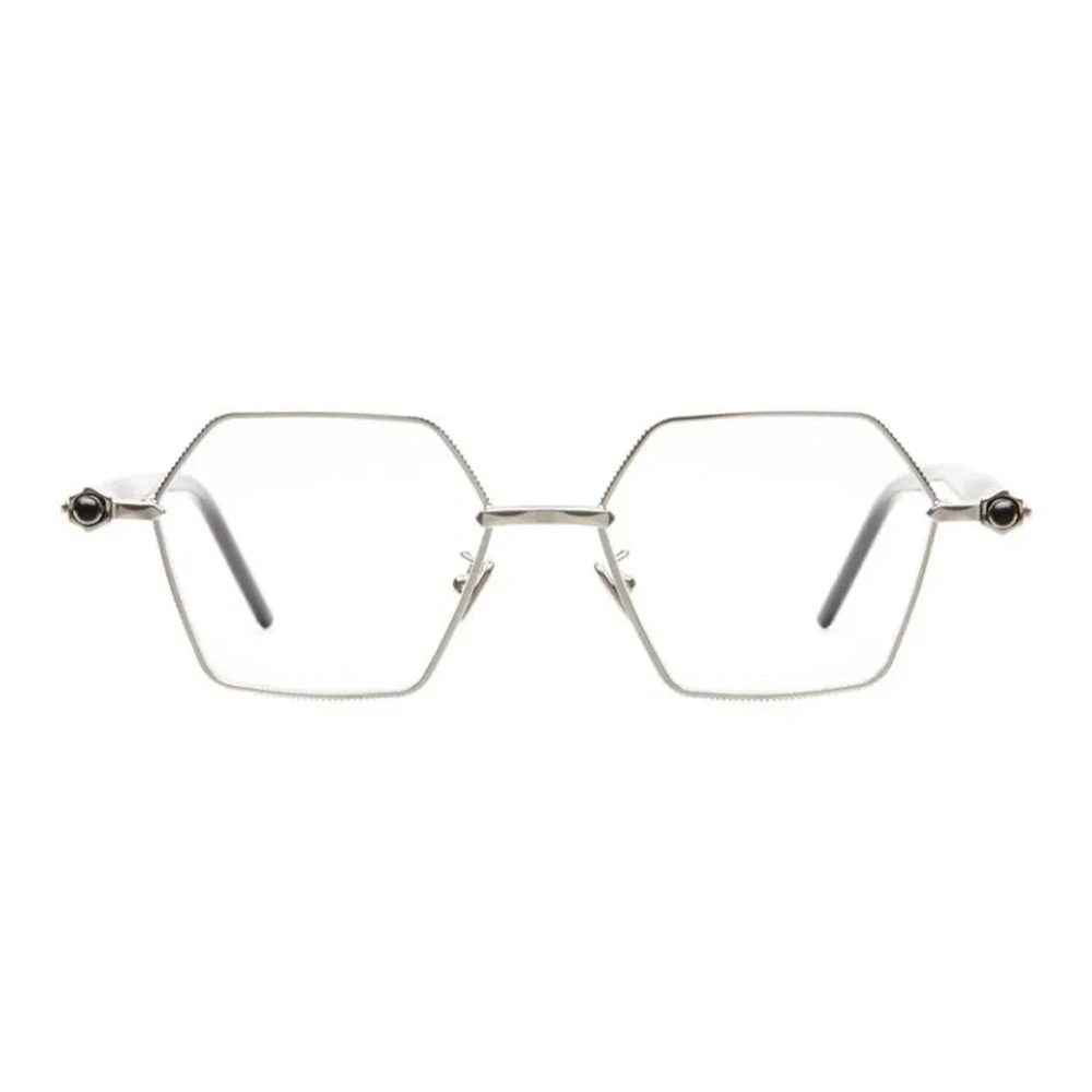 Kuboraum Hexagonale Zilveren Zonnebril Heldere Lens Gray Dames