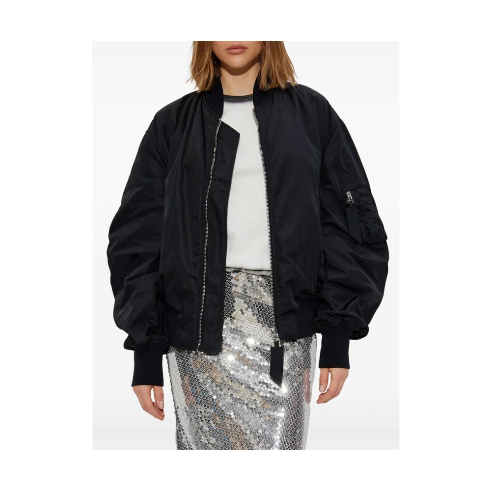 The Attico Zwarte Rits Voorkant Outerwear Jas Black Dames