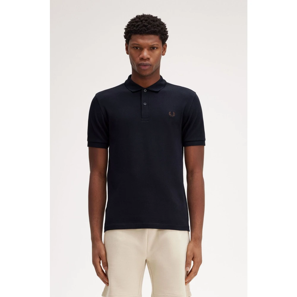 Fred Perry Blauw Logo Bruin Poloshirt Blue Heren