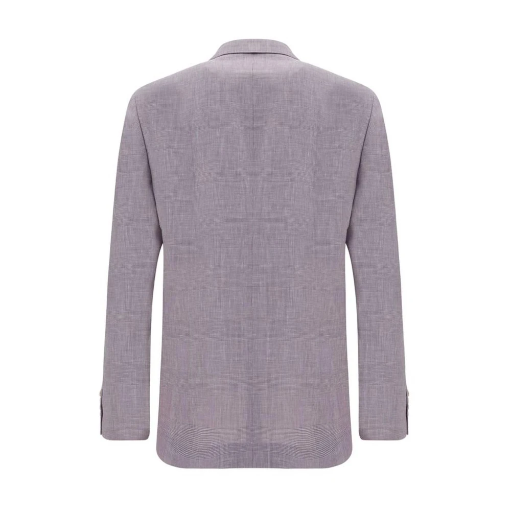 BRUNELLO CUCINELLI Geruite Patroon Wollen Blazer Jas Purple Heren