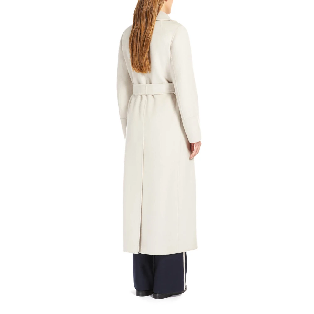 Max Mara Beige Wol Double-Breasted Lange Jas Beige Dames