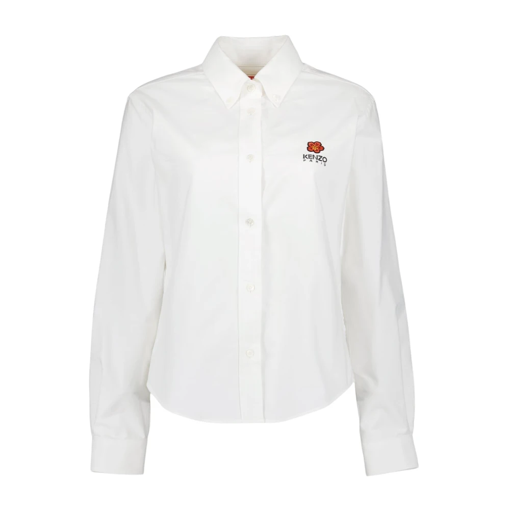 Kenzo Klassiek Overhemd met Lange Mouwen in Effen Kleuren White Dames