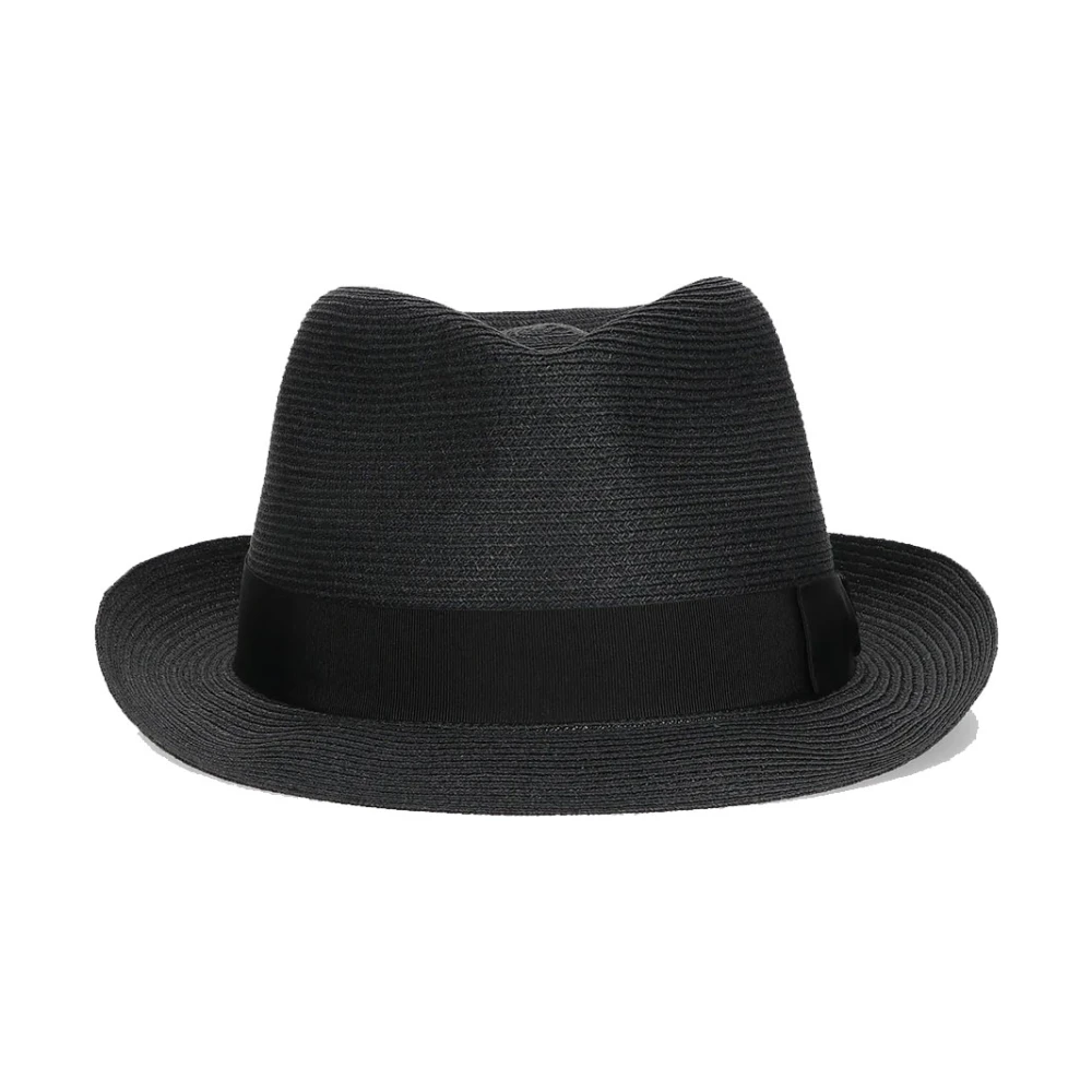 Borsalino Zwarte brede rand strohoed Black Heren