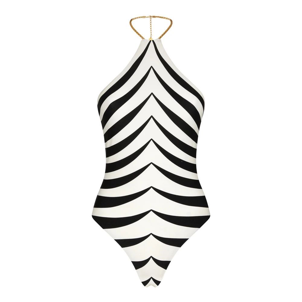 Tom Ford Witte zwemkleding met gouden ketting kraag White Dames