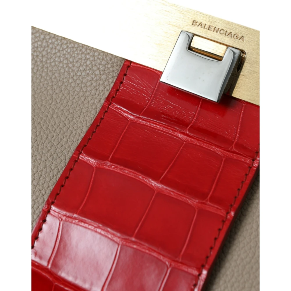 Balenciaga Exotische Lederen Bicolor Clutch Beige Dames