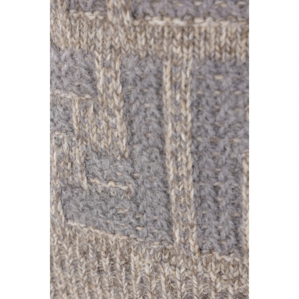 Fendi Grijze Alpaca Sweater met FF Motief Gray Heren