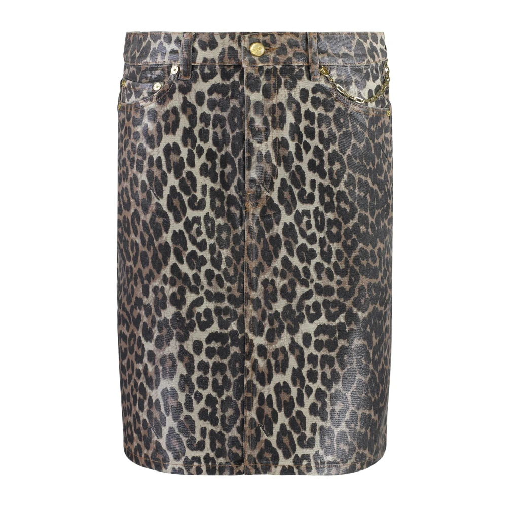 Ganni Donna Multicolor - Leopard Print Denim Mini Skirt - Skirts - E - M