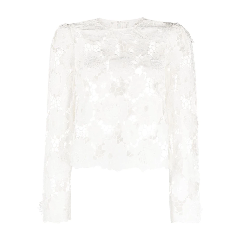 Self Portrait Elegante Witte Katoenen Kant Blouse White Dames