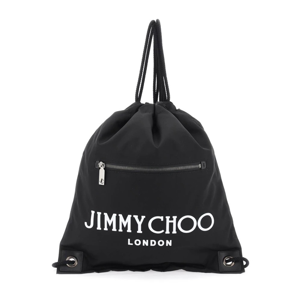 Jimmy Choo Contrasterende Logo Nylon Rugzak Black Heren