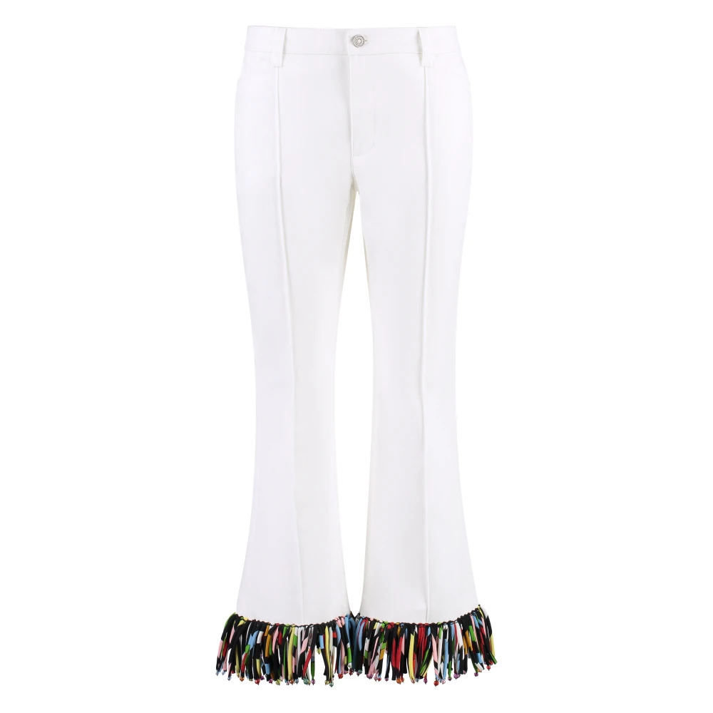 EMILIO PUCCI Gefranjerde Geknipte Wijde Broek White Dames