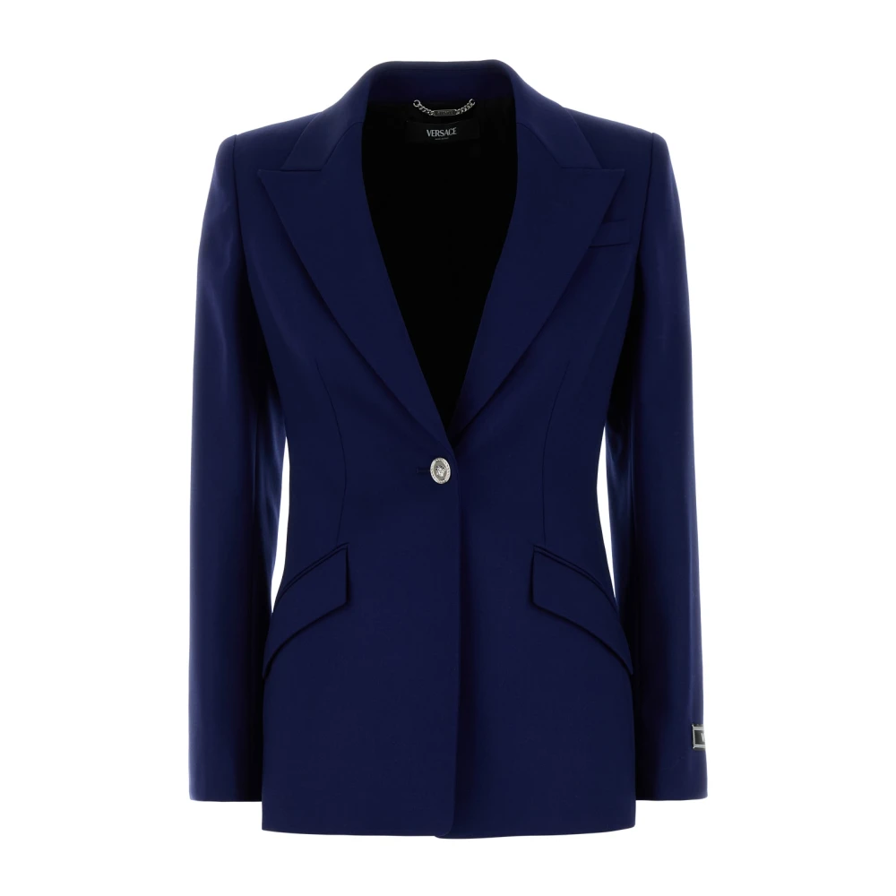 Versace Stretch Wool Grain De Jas Blue Dames