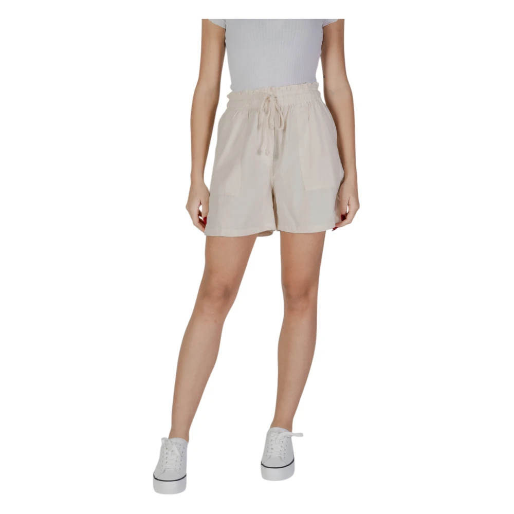 b.Young Beige Katoenen Lace-Up Zomershort Beige Dames