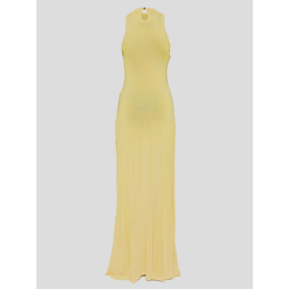 Jacquemus Gebreide Sculta Jurk in Viscose Yellow Dames