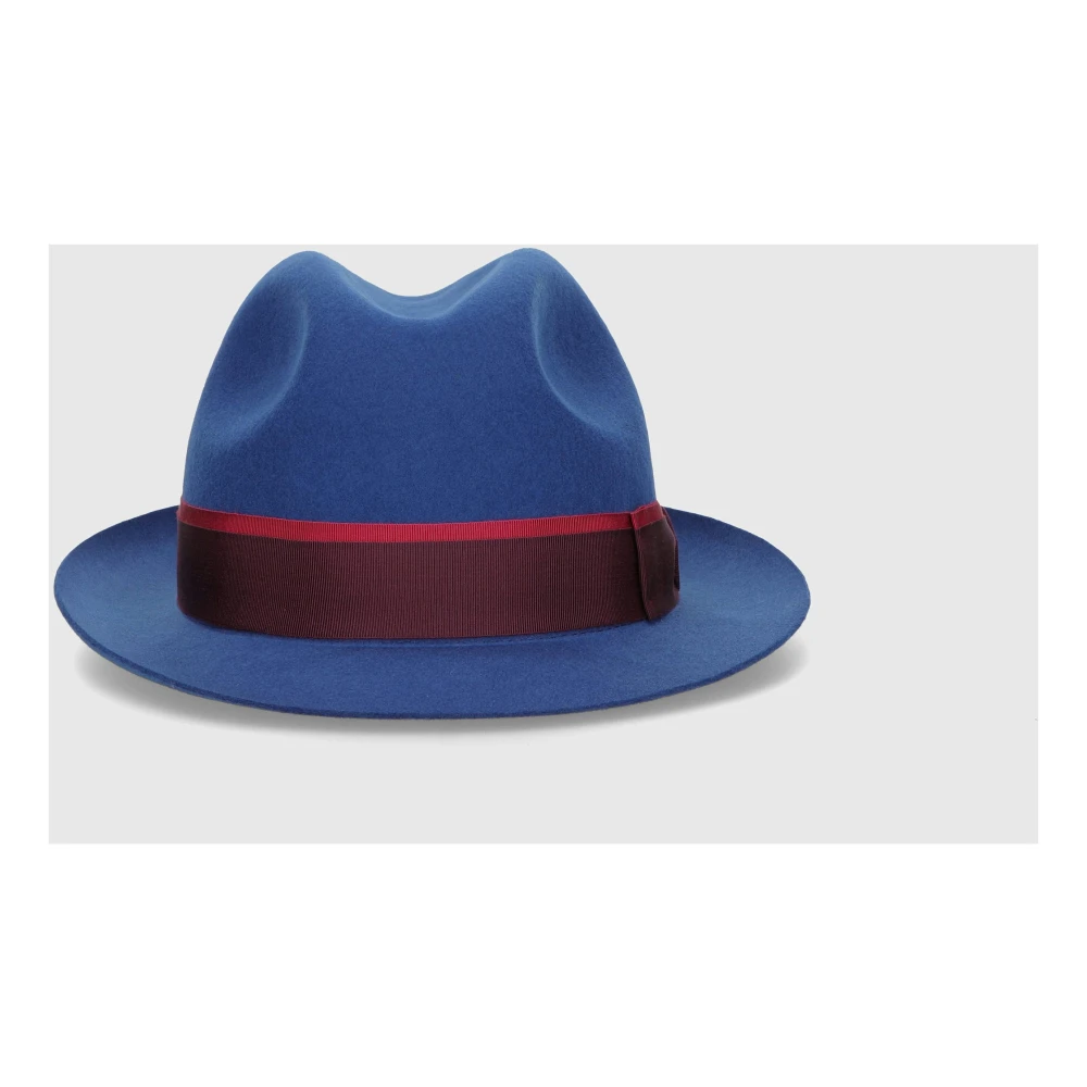 Borsalino Wol Vilt Kleine Rand Hoed Blue Heren