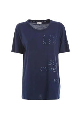 Basic Rundhals T-Shirt Blå Print
