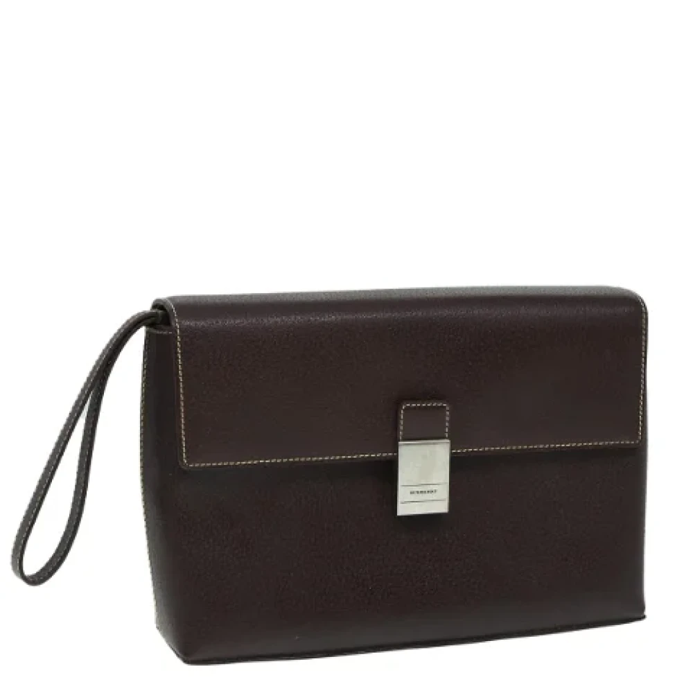 Burberry Vintage Pre-owned Leather clutches Brown Dames