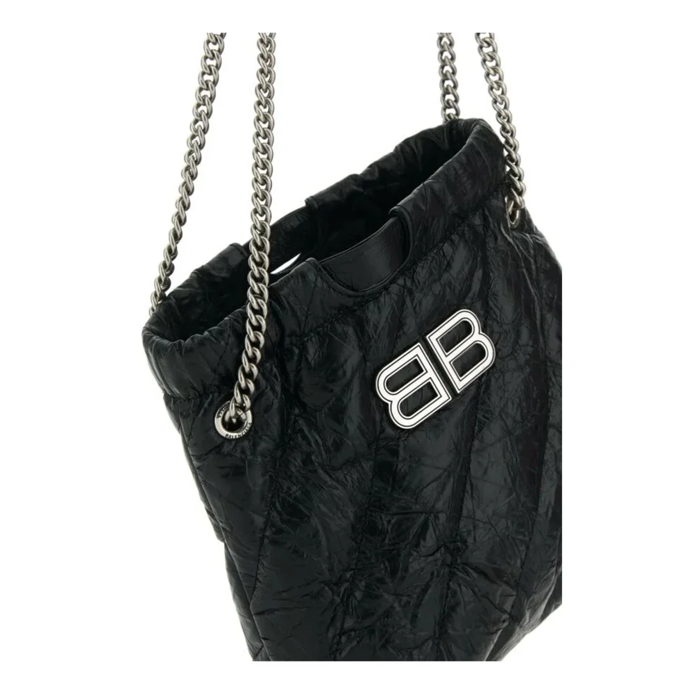 Balenciaga Crush Schoudertas met metalen detail Black Dames