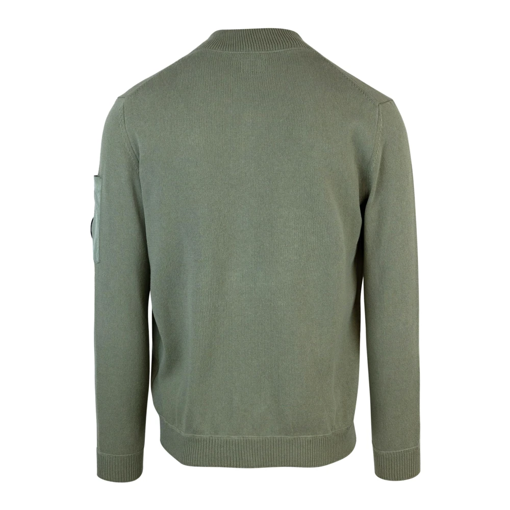 C.P. Company Groene sweaters met bomberkraag en lensdetail Green Heren