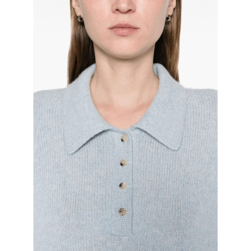 Khaite Blauwe Cashmere Polo Sweater Blue Dames