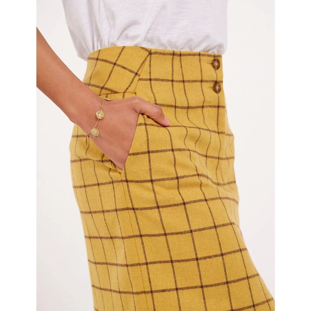 Ines De La Fressange Paris Moderne Geruite Wollen Rok Yellow Dames