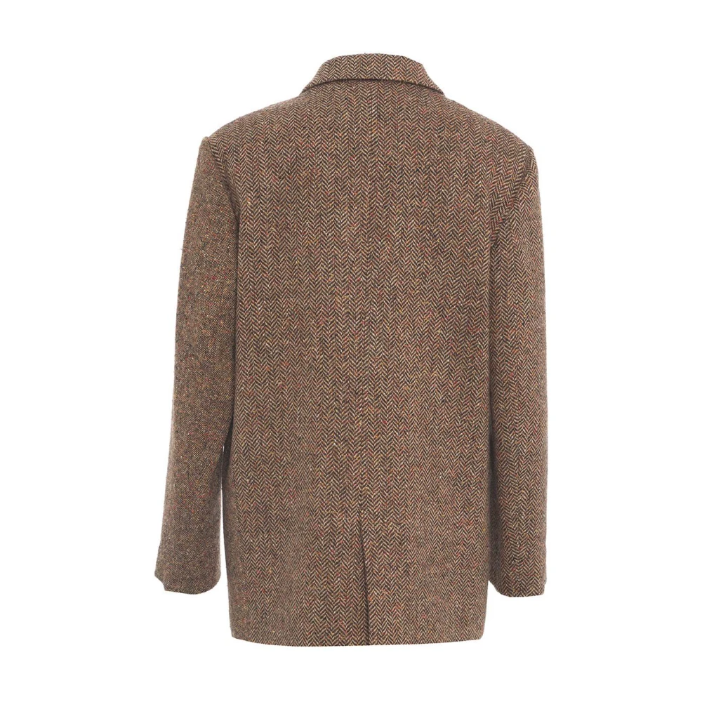 Ottod'Ame Bruine Wollen Blazer Elegant Ontwerp Brown Dames