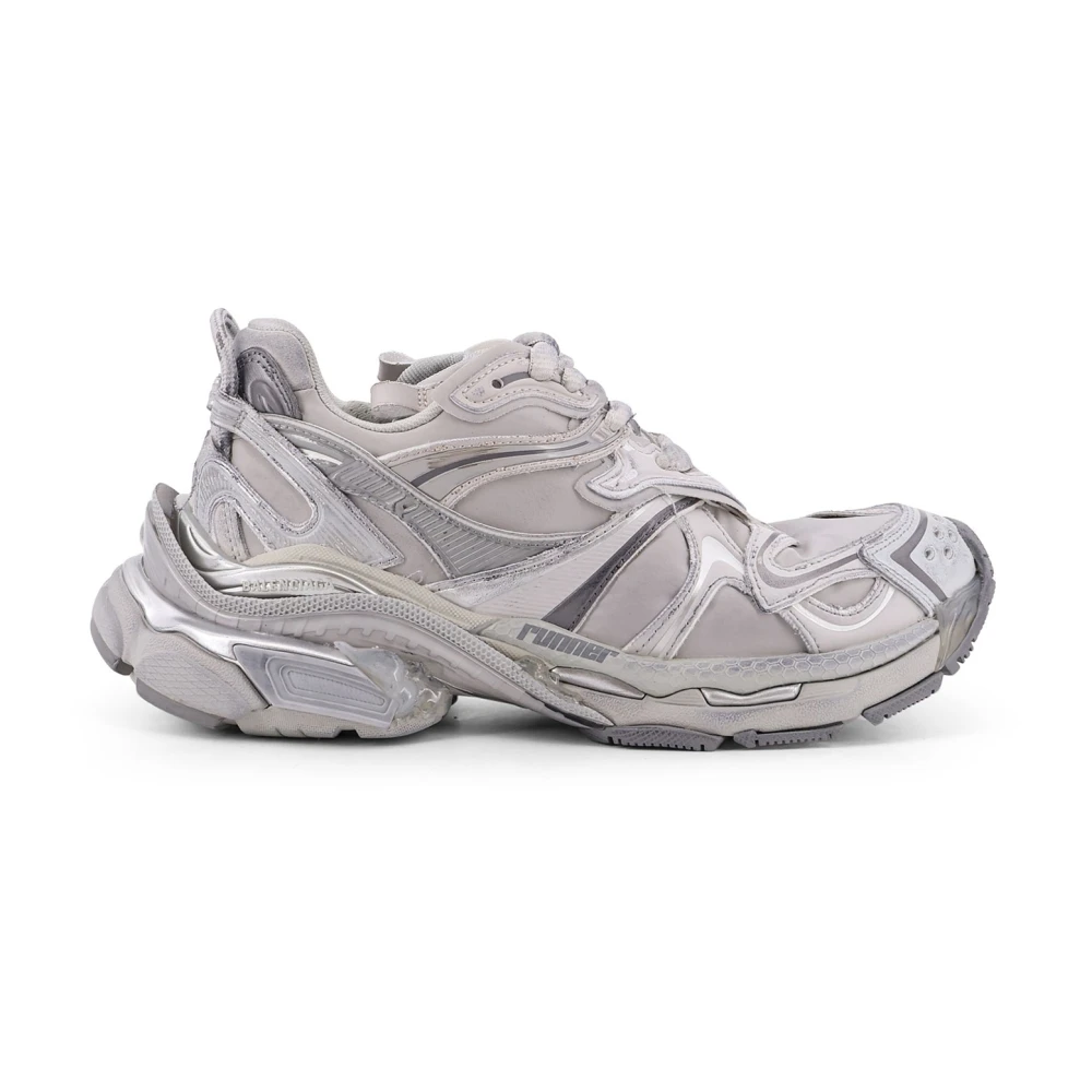 Balenciaga Sneakers met letterlogo en nylon/leer Dames Schoenen Grijs