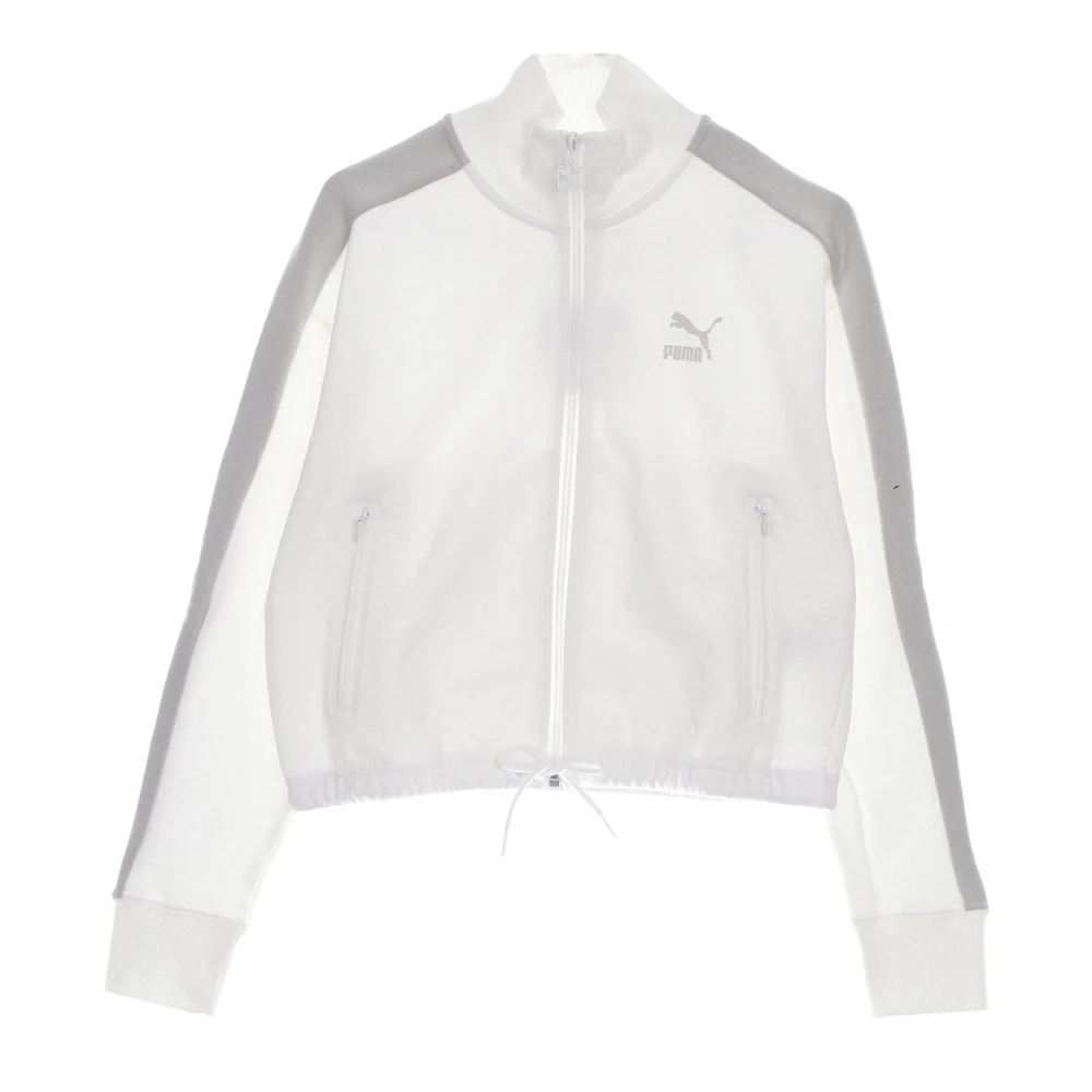 Puma Witte Cropped Turtleneck Sweatshirt Track Jacket White Dames