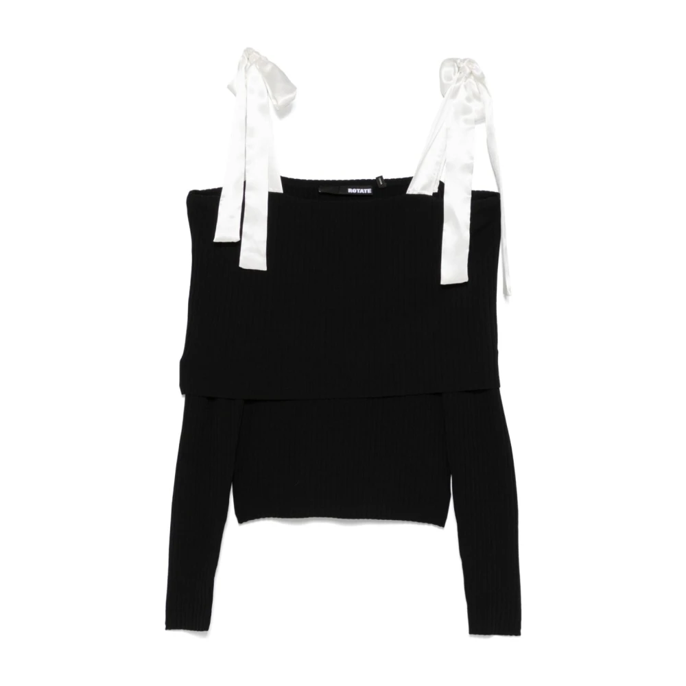 Sort Off-Shoulder Strikket Genser