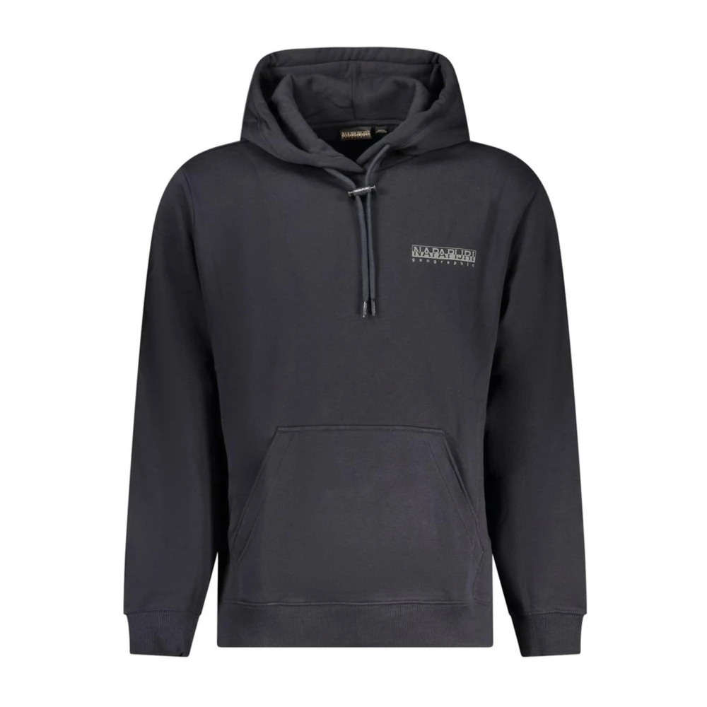 Napapijri Svart Logo Print Hoodie för Män Black, Herr