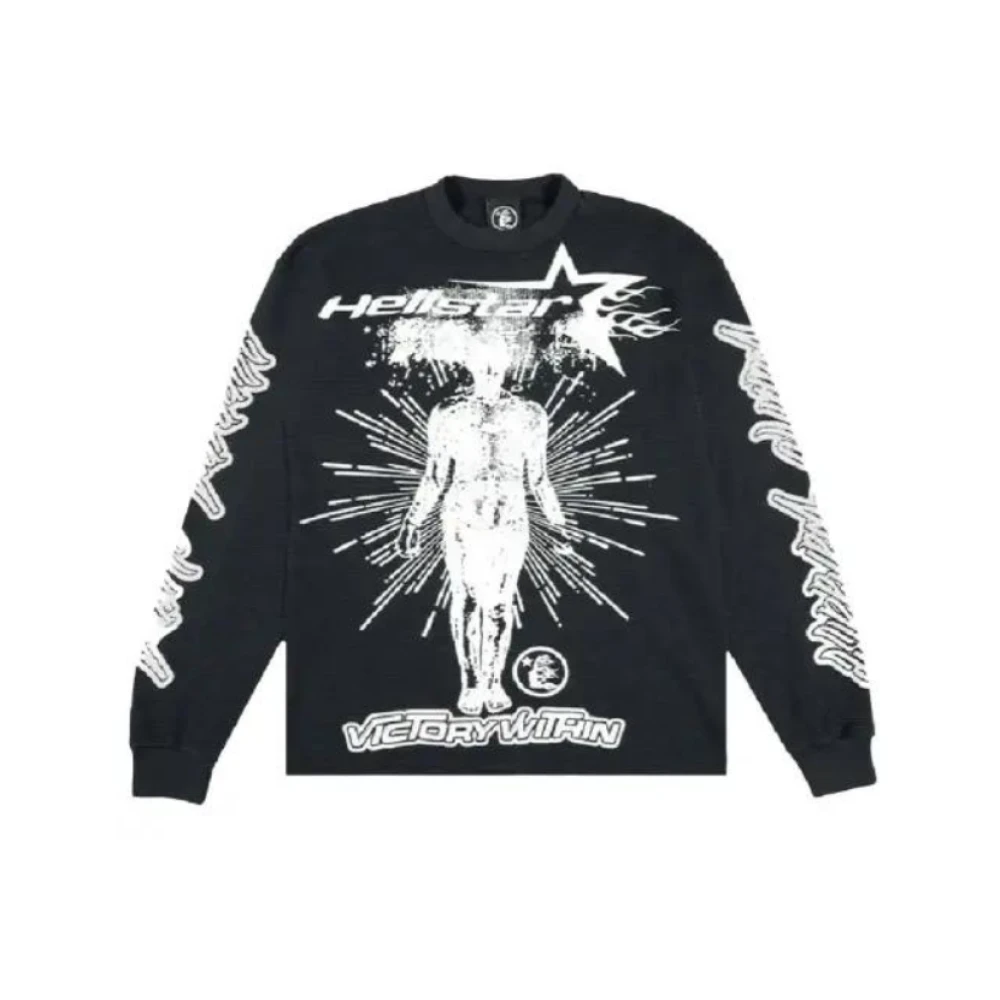 Hellstar Zwarte Wafel Longsleeve Shirt Black Heren