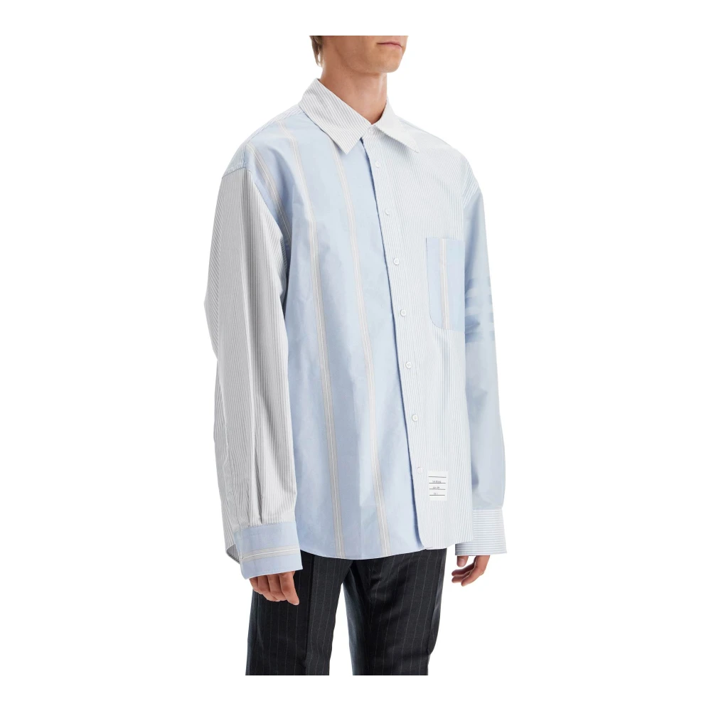 Thom Browne Gestreept Oxford Katoenen Oversized Shirt Blue Heren