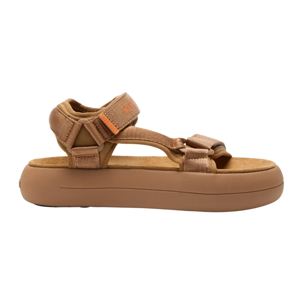 Moon Boot Unisex Brown Flat Sandals, 3 Uk, Shearling Sandal