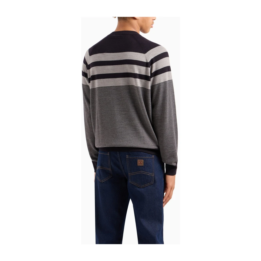 Armani Exchange Navy Driftwood Wol Acryl Trui Blue Heren
