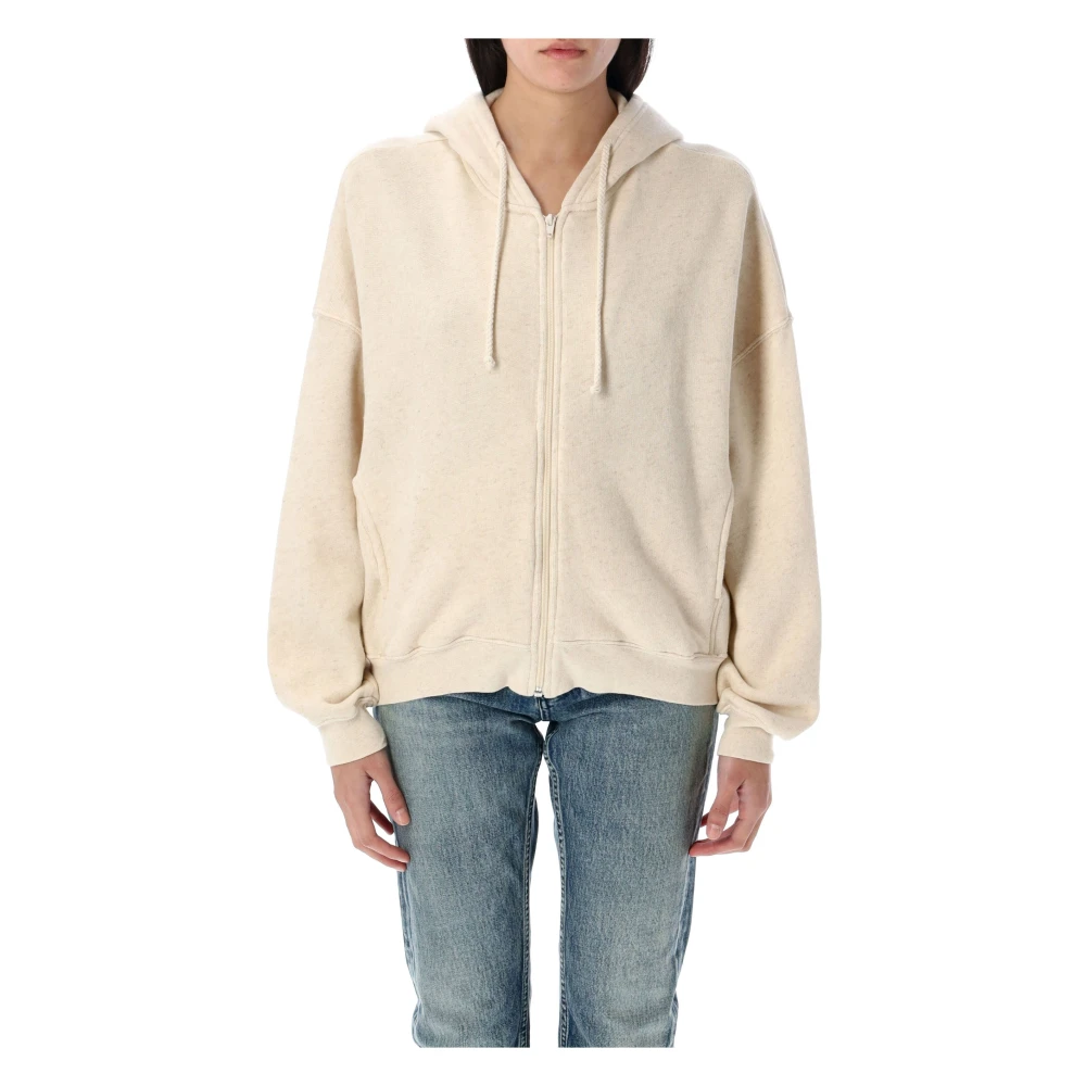 American vintage Ecru Chine Gebreide Hoodie Aw24 White Dames