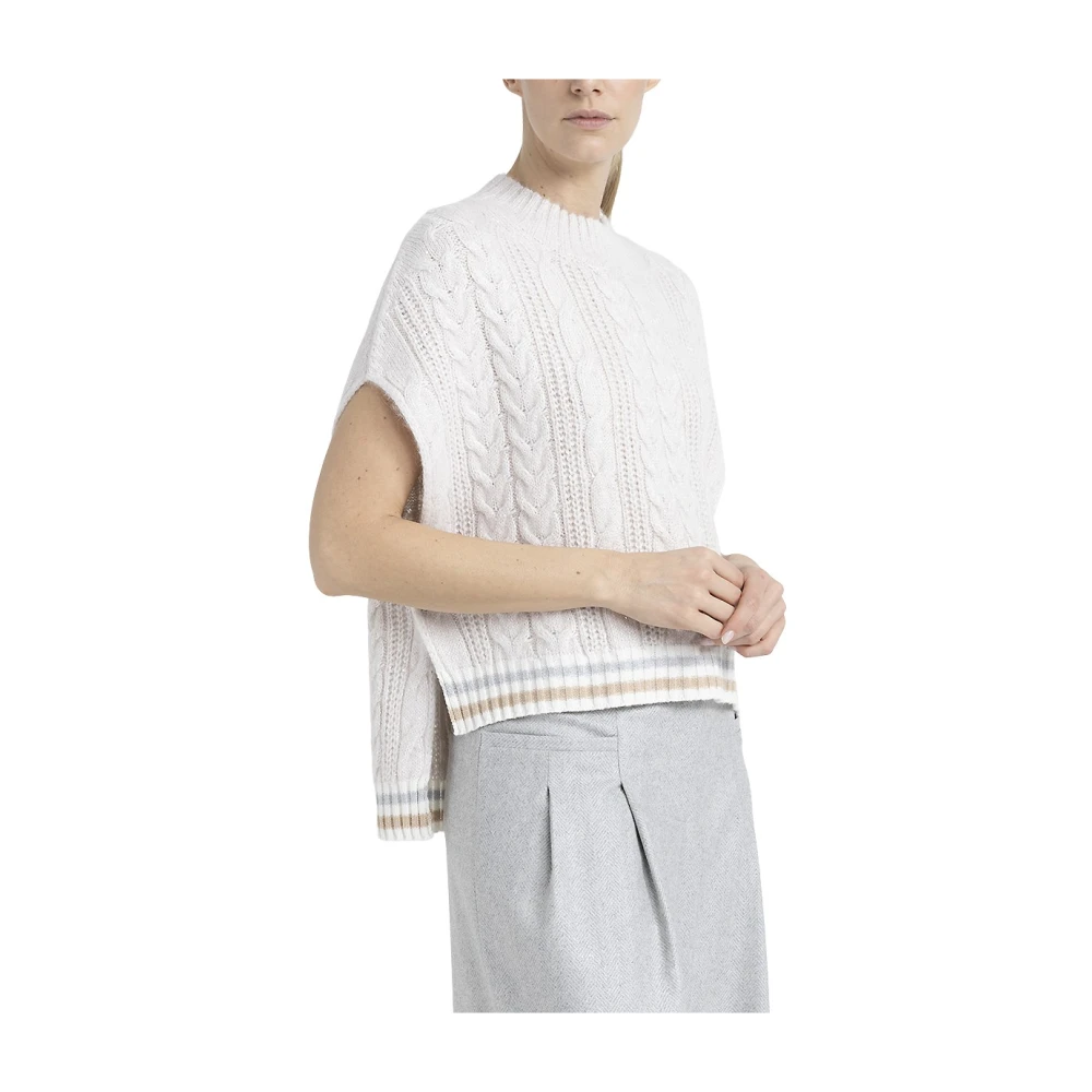 PESERICO Alpaca wol Lurex en paillet gevlochten gebreid vest Beige Dames