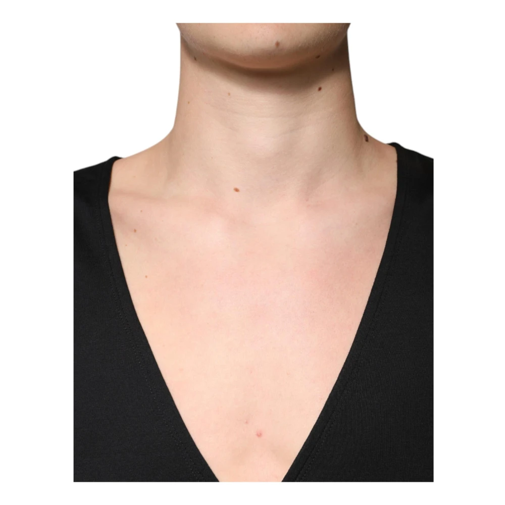 Dolce & Gabbana Zwart Katoenen V-hals T-shirt Black Heren