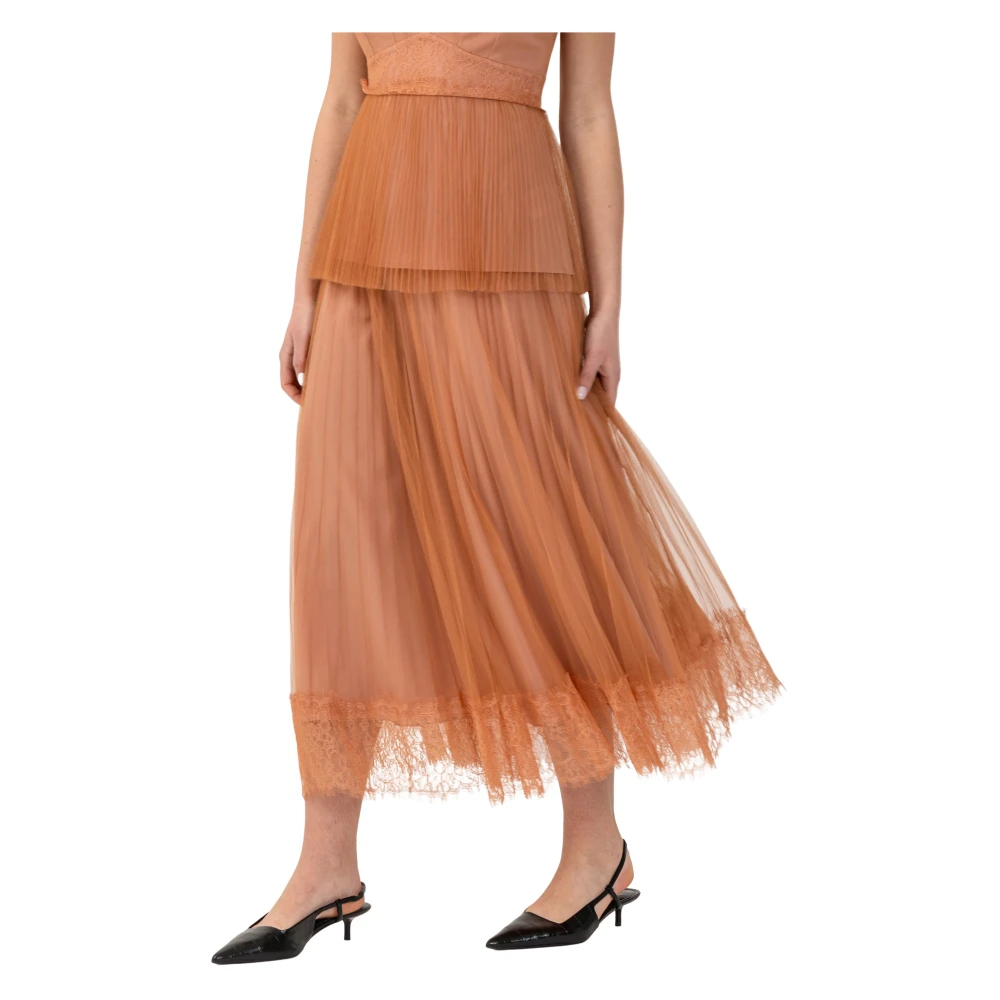 Kocca Brown Midi Skirts, Female, Xs, Layered Full Length Skirt