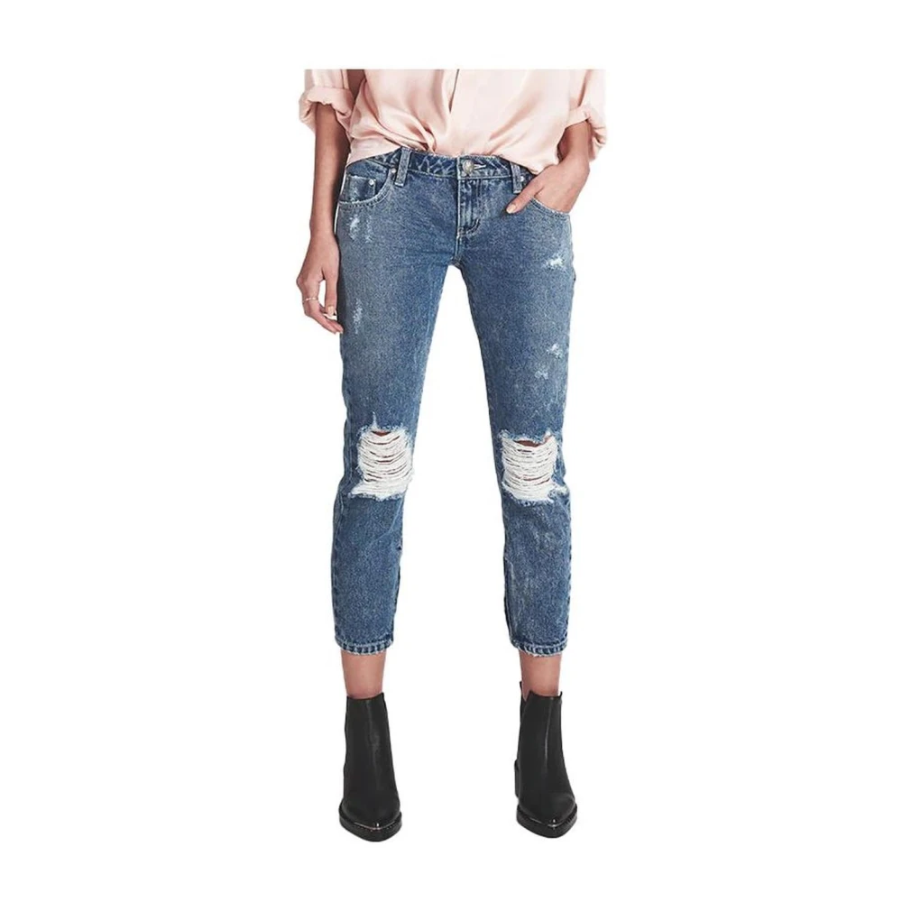 One Teaspoon Jeans met kniescheuren en enkelritsen Blue Dames