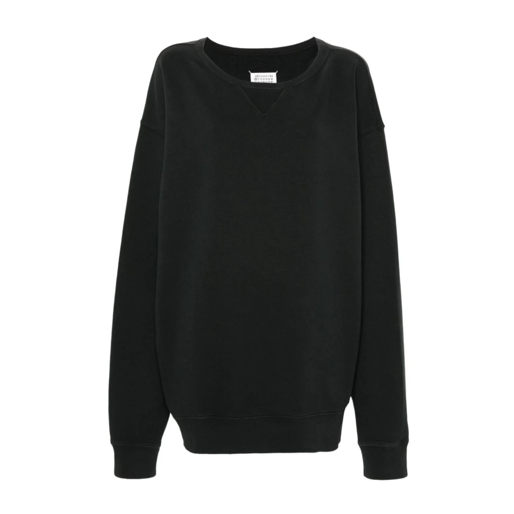 Maison Margiela Zwarte Grafische Print Oversized Sweatshirt Black Heren