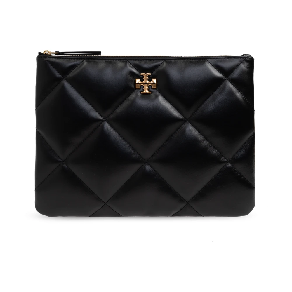 TORY BURCH Gewatteerde Leren Clutch met Ritssluiting Black Dames